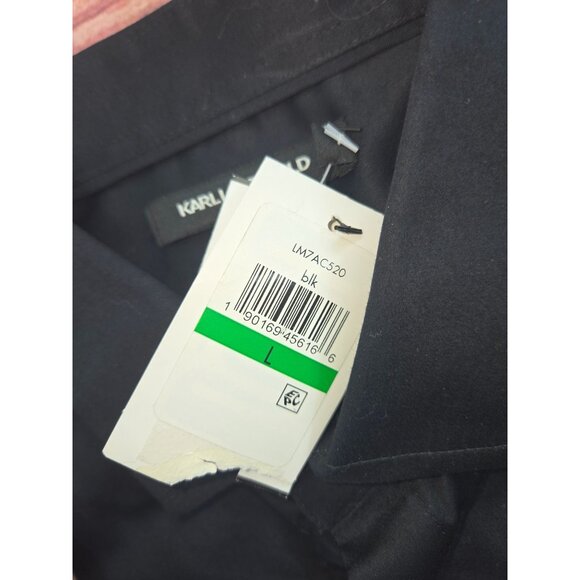 Karl Lagerfeld Paris Mens Studded Black Dress Shirt Large - Picture 9 of 10